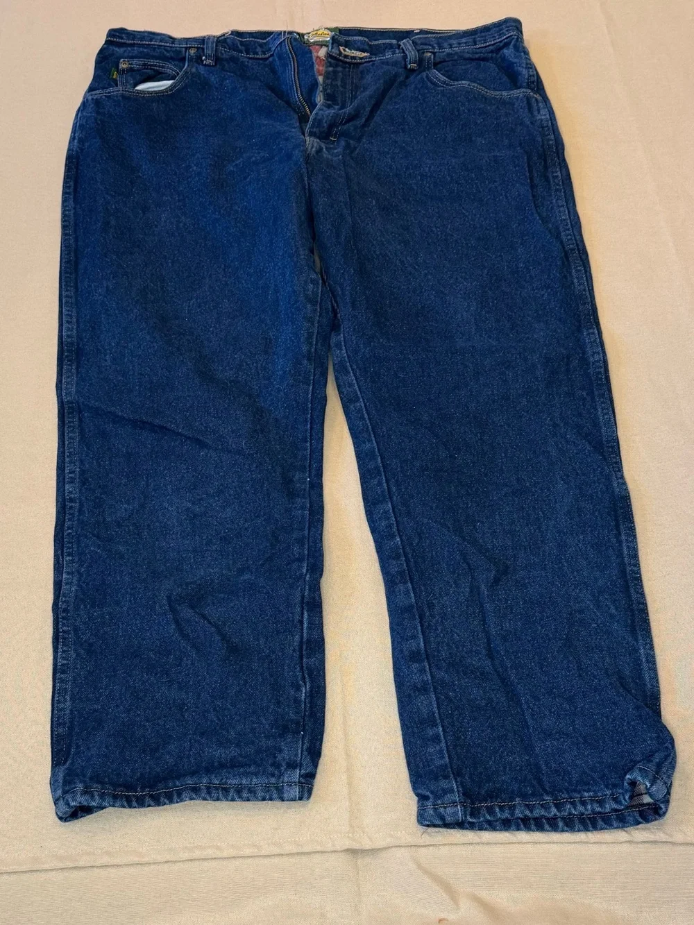 Cabela's Navy Straight-Leg Men's Jeans Flannel Lined